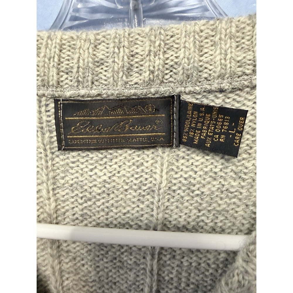 Vtg Eddie Bauer Made In USA Wool Blend Knit Sweater Vest Men's Sz Large Gray - Picture 3 of 6